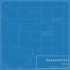 Fototapeta premium Blueprint US city map of Lewisville, Idaho.