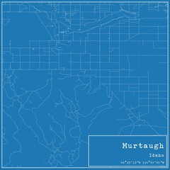 Blueprint US city map of Murtaugh, Idaho.
