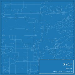 Blueprint US city map of Felt, Idaho.