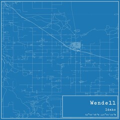 Blueprint US city map of Wendell, Idaho.