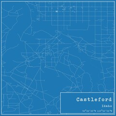 Blueprint US city map of Castleford, Idaho.