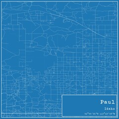 Blueprint US city map of Paul, Idaho.
