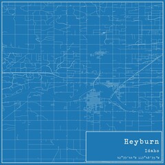 Blueprint US city map of Heyburn, Idaho.