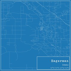 Blueprint US city map of Hagerman, Idaho.