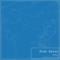 Blueprint US city map of Fish Haven, Idaho.