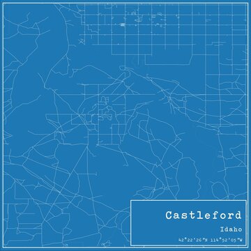 Blueprint US city map of Castleford, Idaho.