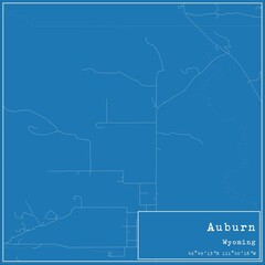 Blueprint US city map of Auburn, Wyoming.