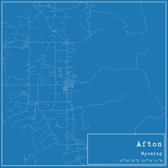 Blueprint US city map of Afton, Wyoming.