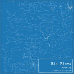Blueprint US city map of Big Piney, Wyoming.
