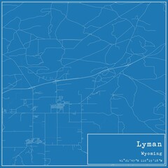 Blueprint US city map of Lyman, Wyoming.