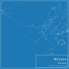 Blueprint US city map of Wilson, Wyoming.