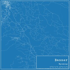 Blueprint US city map of Banner, Wyoming.