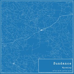 Blueprint US city map of Sundance, Wyoming.