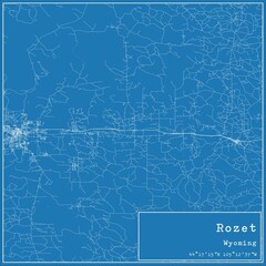 Fototapeta premium Blueprint US city map of Rozet, Wyoming.