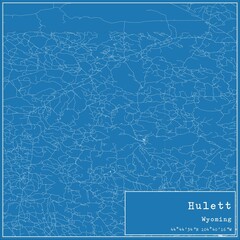 Blueprint US city map of Hulett, Wyoming.