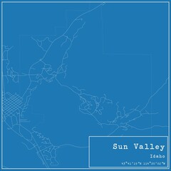 Blueprint US city map of Sun Valley, Idaho.