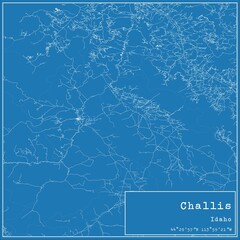 Blueprint US city map of Challis, Idaho.