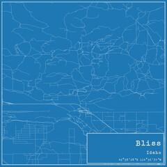 Blueprint US city map of Bliss, Idaho.