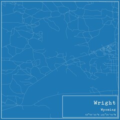 Blueprint US city map of Wright, Wyoming.
