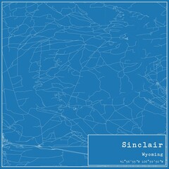 Blueprint US city map of Sinclair, Wyoming.