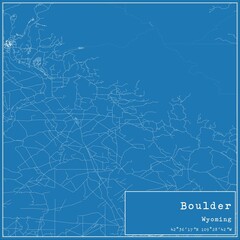 Blueprint US city map of Boulder, Wyoming.