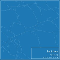 Blueprint US city map of Leiter, Wyoming.