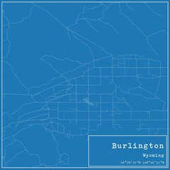Blueprint US city map of Burlington, Wyoming.