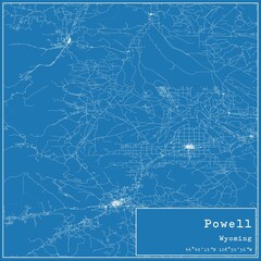 Blueprint US city map of Powell, Wyoming.