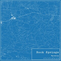 Blueprint US city map of Rock Springs, Wyoming.