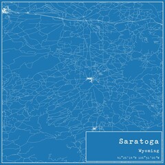 Blueprint US city map of Saratoga, Wyoming.