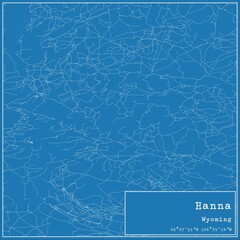 Blueprint US city map of Hanna, Wyoming.