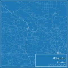 Blueprint US city map of Glendo, Wyoming.
