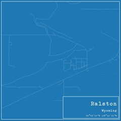 Blueprint US city map of Ralston, Wyoming.