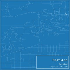 Blueprint US city map of Meriden, Wyoming.