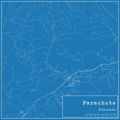Blueprint US city map of Parachute, Colorado.
