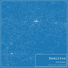 Blueprint US city map of Hamilton, Colorado.