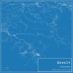 Blueprint US city map of Basalt, Colorado.