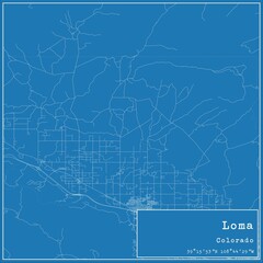 Fototapeta premium Blueprint US city map of Loma, Colorado.