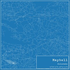 Blueprint US city map of Maybell, Colorado.
