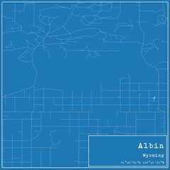 Blueprint US city map of Albin, Wyoming.