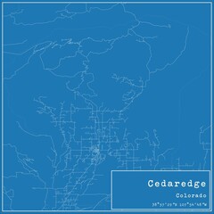 Blueprint US city map of Cedaredge, Colorado.