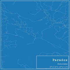Blueprint US city map of Paradox, Colorado.