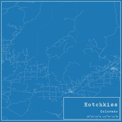 Blueprint US city map of Hotchkiss, Colorado.