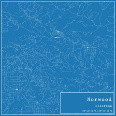 Obraz premium Blueprint US city map of Norwood, Colorado.