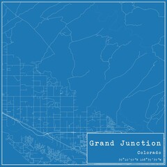 Blueprint US city map of Grand Junction, Colorado.