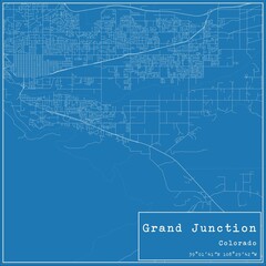 Blueprint US city map of Grand Junction, Colorado.