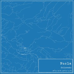 Blueprint US city map of Nucla, Colorado.