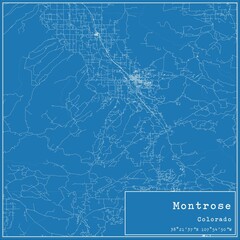 Blueprint US city map of Montrose, Colorado.