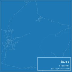 Blueprint US city map of Rico, Colorado.