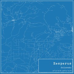 Blueprint US city map of Hesperus, Colorado.